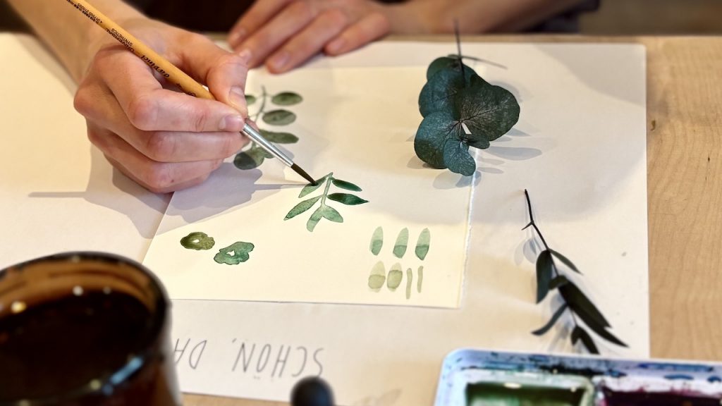 Blätter zeichnen und Basics lernen mit Aquarell Technik