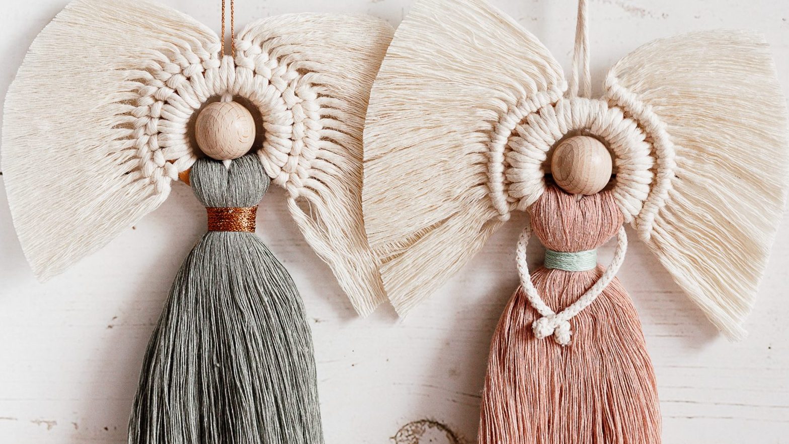 Beispiele für Engel als Ergebnis aus unserem Makramee Workshop in Köln