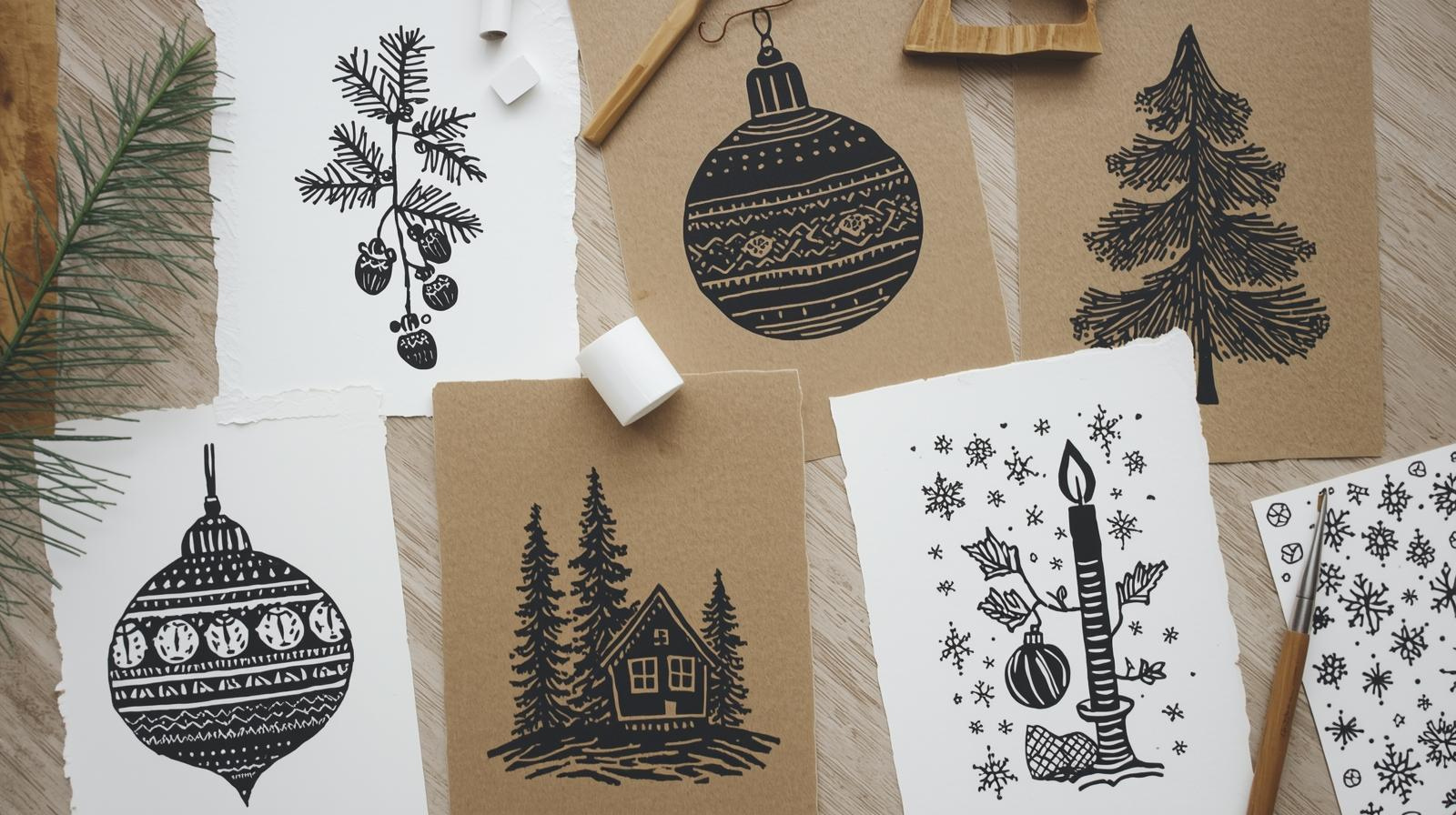 Motive aus dem Linoldruck X-Mas Special Workshop im Köln