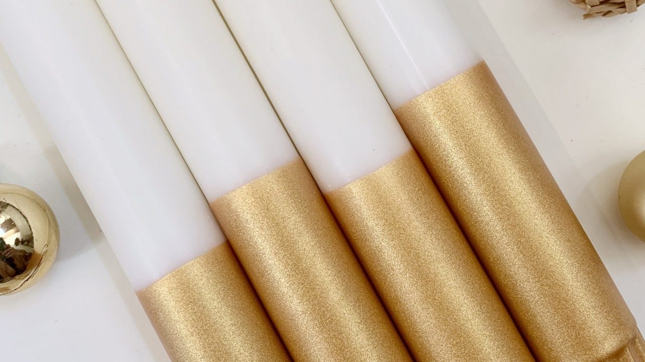 Goldene Dip Dye Kerzen selbstischen als Geschenk zu Weihnachten