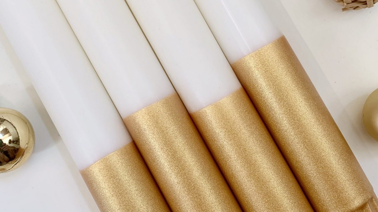 Goldene Dip Dye Kerzen selbstischen als Geschenk zu Weihnachten